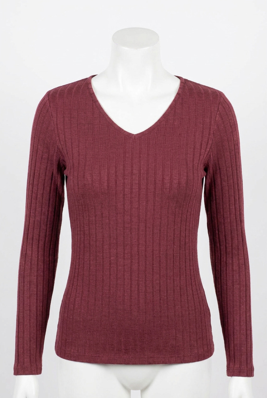 NEW MADE IN ITALY ultra soft everyday rib knit top in mulberry